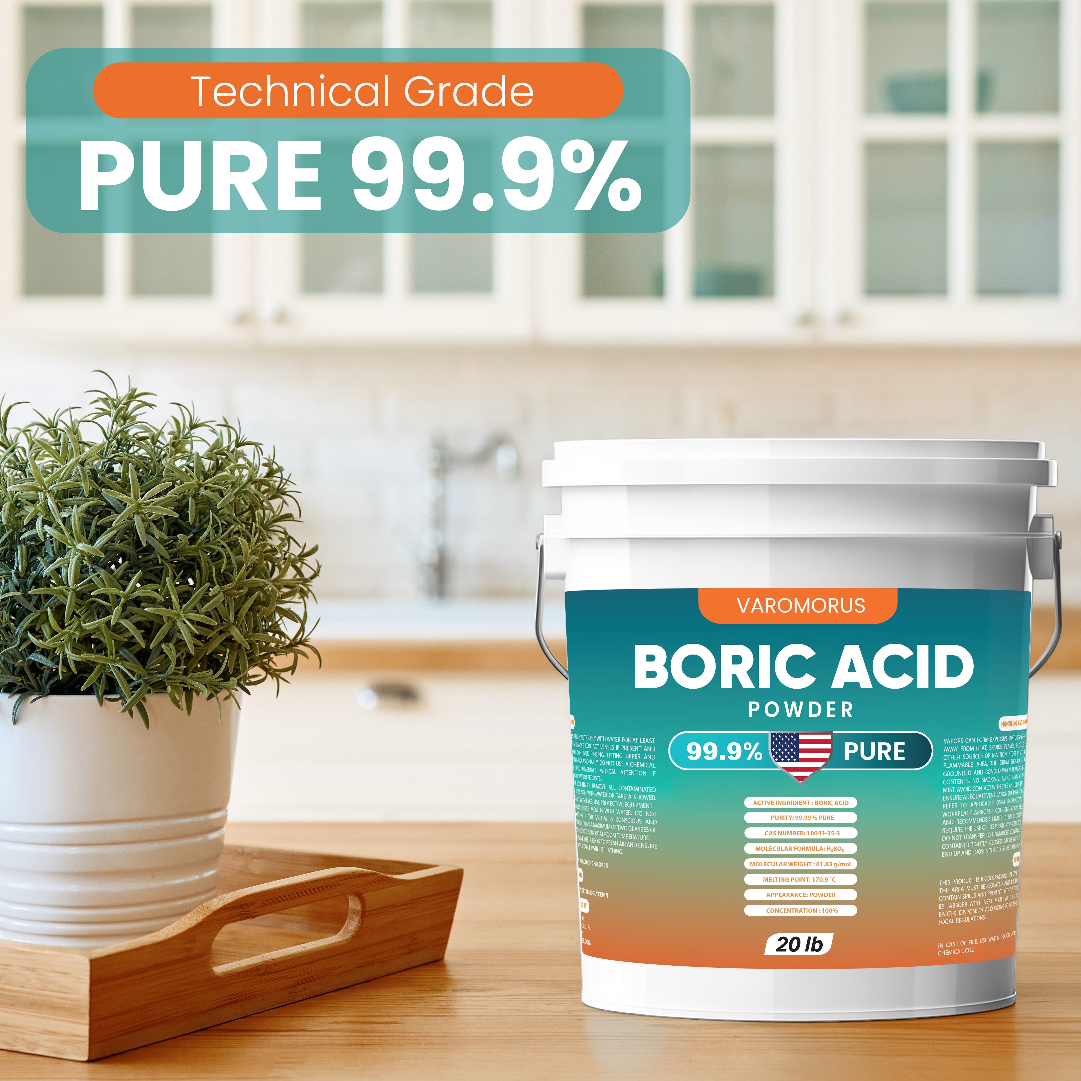 Boric Acid - 20 lbs - 99.9% - Pure Powder