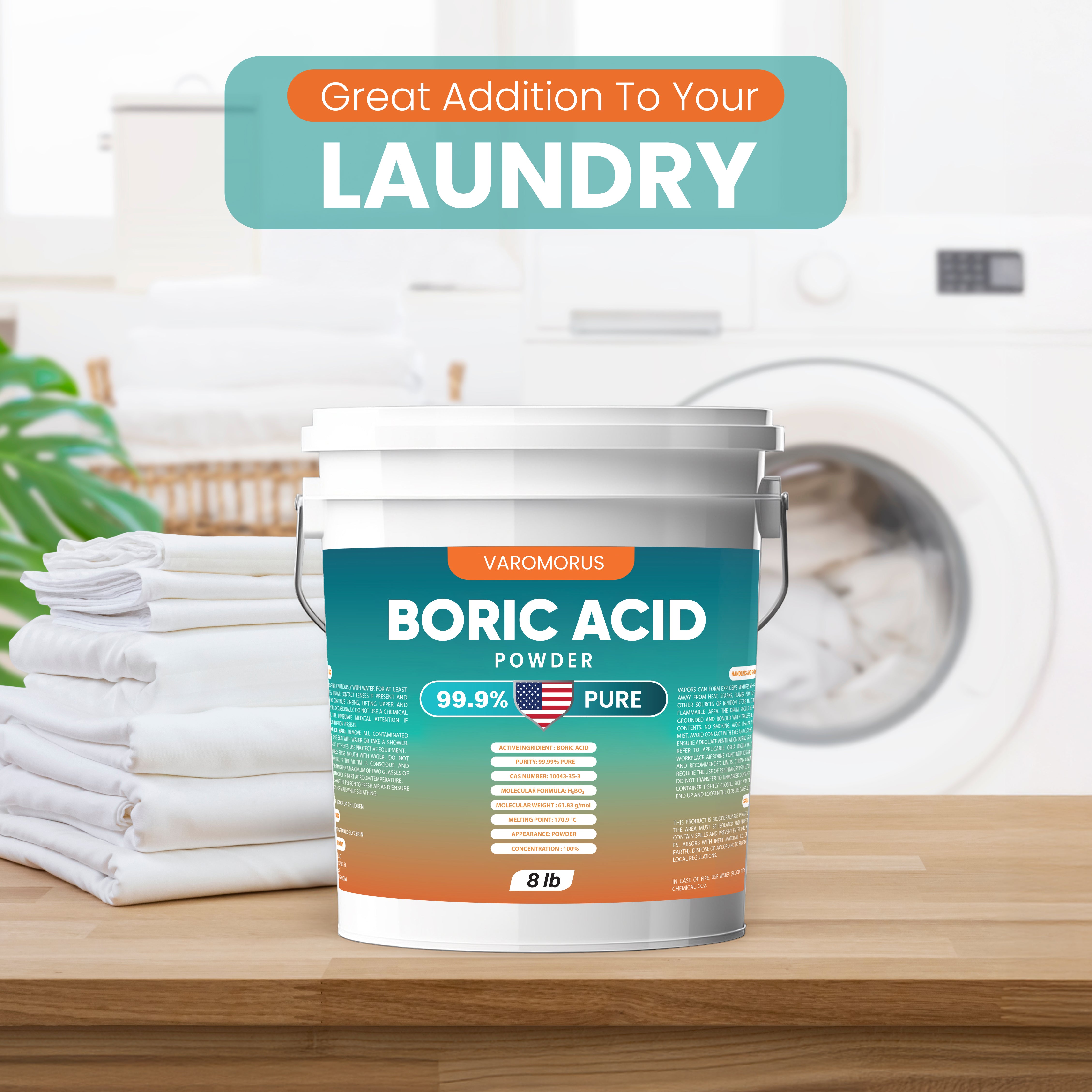 Boric Acid - 8 lbs - 99.9% - Pure Powder